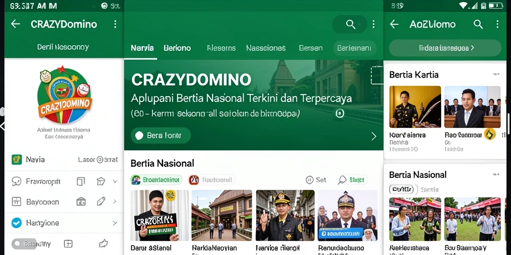 Tampilan antarmuka aplikasi CRAZYDOMINO yang menarik dan informatif.