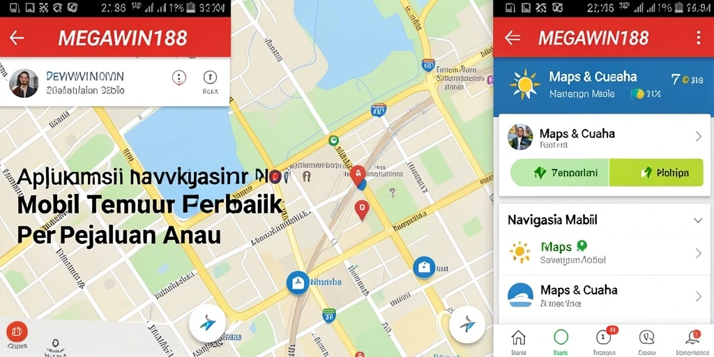 Tampilan antarmuka MEGAWIN188 dengan fitur Navigasi Mobil.