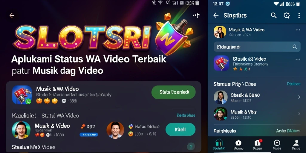 Antarmuka aplikasi SLOTSRI dengan pilihan Status WA Video menarik.
